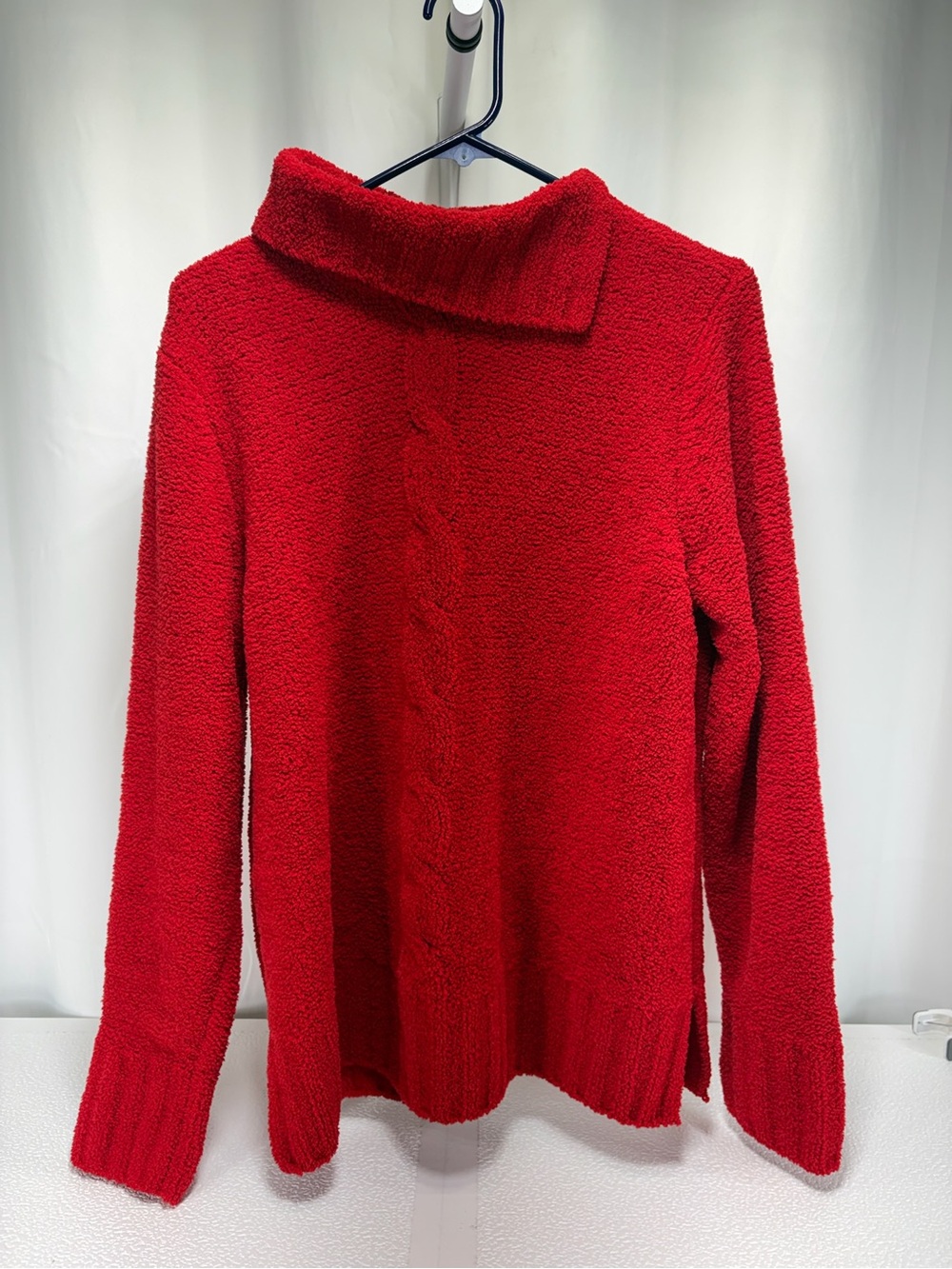 White Stag Red Cowl-Neck Cable Sweater 4597